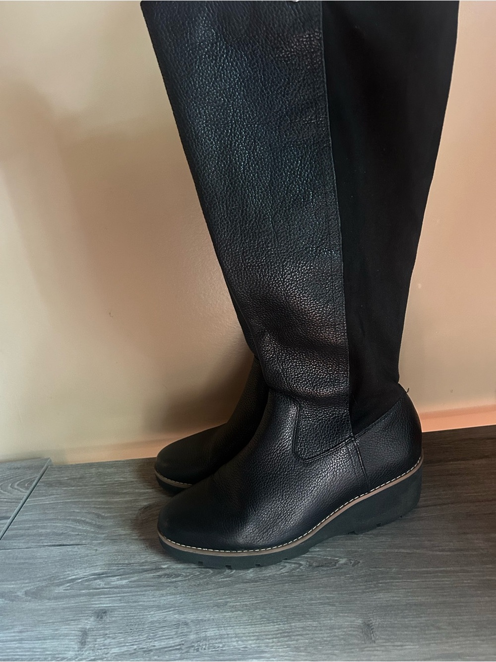 Vionic Black Over-the-Knee Wedge Boots